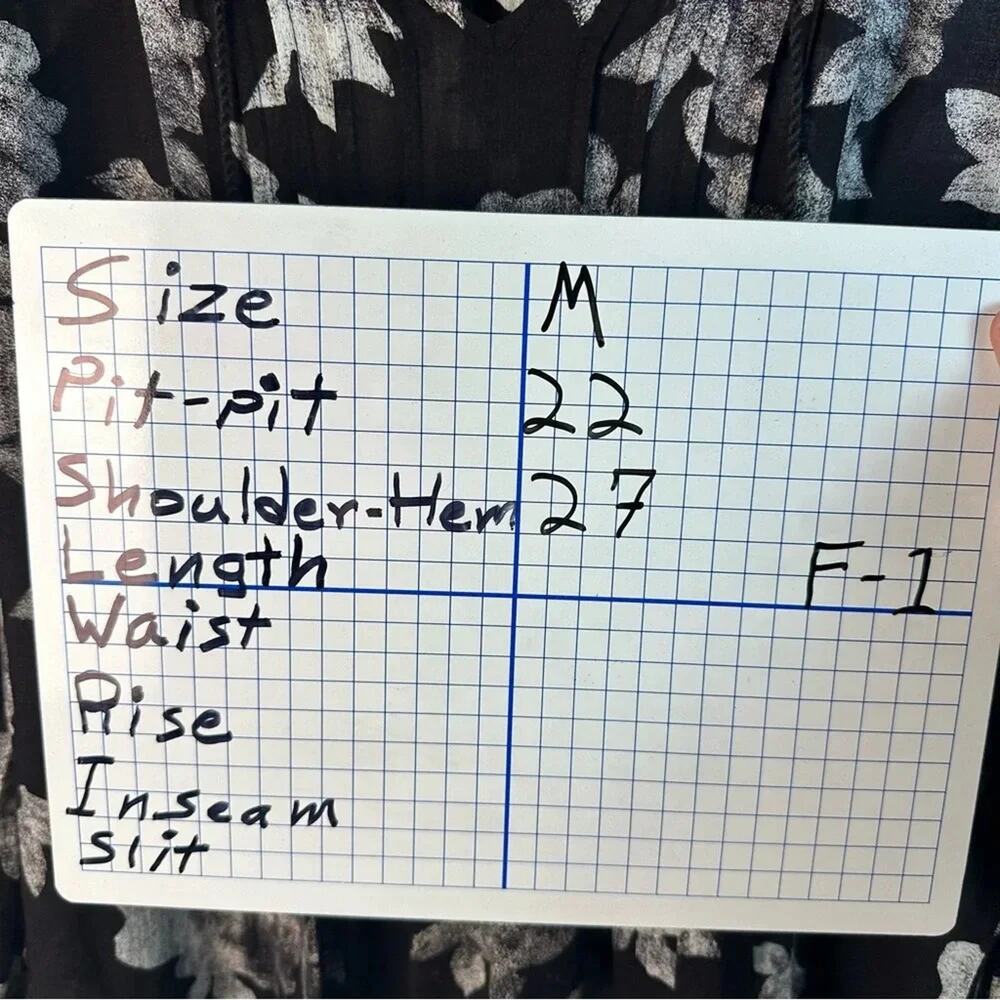 LUCKY BRAND top blouse black & cream floral lung sleeve bohemian peasant hippie - Picture 9 of 9